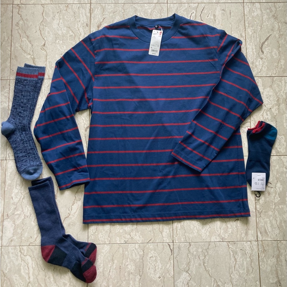 Mens Uniqlo Striped Shirt and Socks